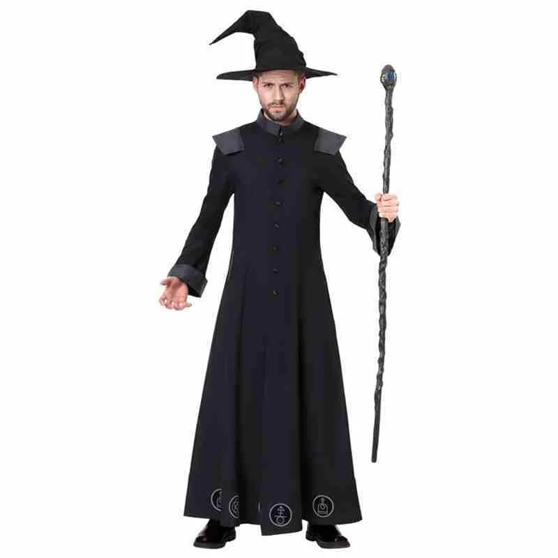 

adult Magician Costume Cloak Manteau Topcoat Cosplay Costumes Pentagram Capes Robes Hat Beanies Cloak for men halloween Holiday
