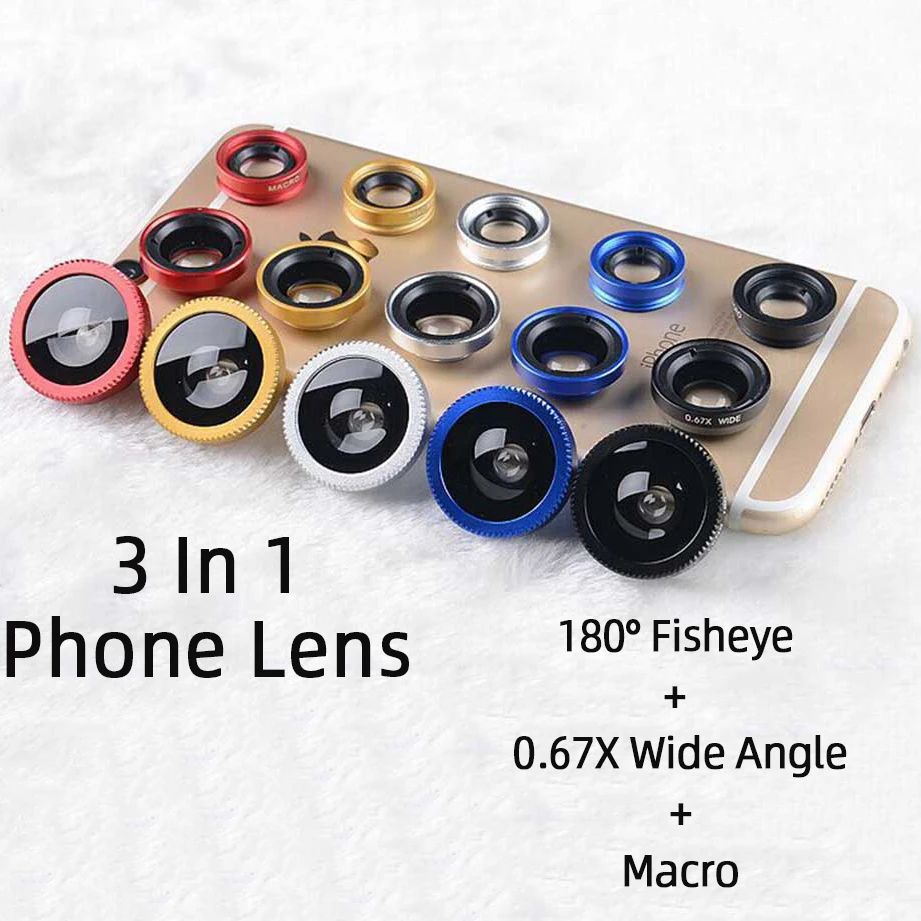 HD объектив камеры для телефона внешний рыбий глаз 0.67X широкоугольный Макро 3 в 1