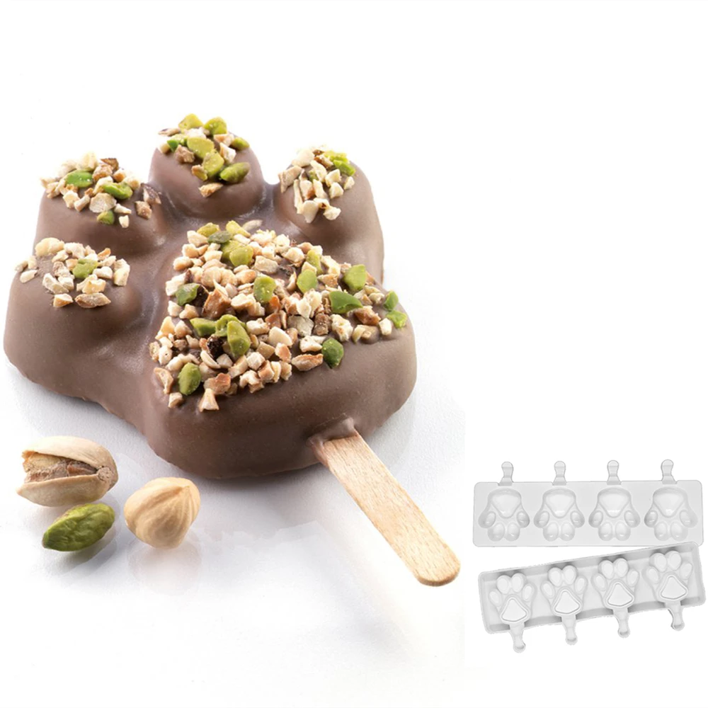 Силиконовая форма для мороженого 4 формы в форме медвежьей лапы сделай сам