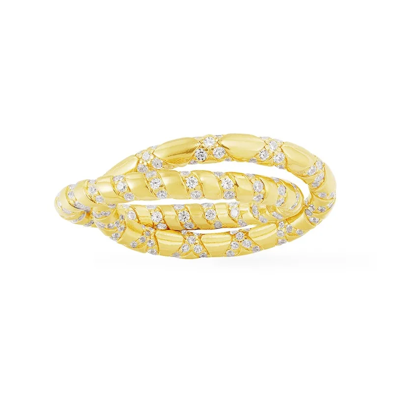 AAA Zircons Gold Color 925 Sterling Silver Intertwined Double Circles Finger Ring Women Wedding Rings Mana Jewelry bague femme | Украшения