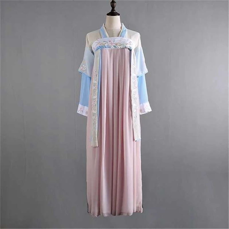 Восточные Женские китайские традиционные костюмы Hanfu Ретро сказочное танцевальное платье для выступлений древняя женская одежда Династия Цин наряды - Цвет: Pink Long Set