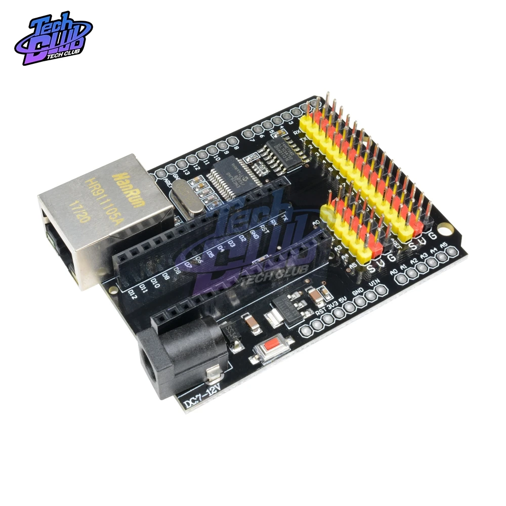 Сетевой модуль ENC28J60 Ethernet Shield V2.0 LAN I/O SPI 51 AVR PIC LPC STM32 для Arduino UNO R3 CH340G NANO V3.0|Детали и