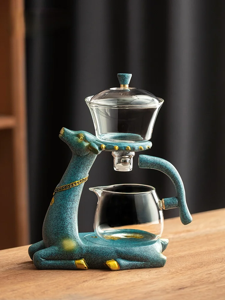 

GY Elk Automatic Tea Set Lazy Full & Semi Automatic Tea Making Device Glass Tea Set Household Magnetic Teapot