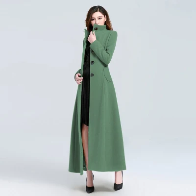 green Fashion Mandarin Collar Single Breasted Slim Winter Coat Women Plus Size XXXL Long Seelve OverCoat Female Outwear For Girls - Цвет: green