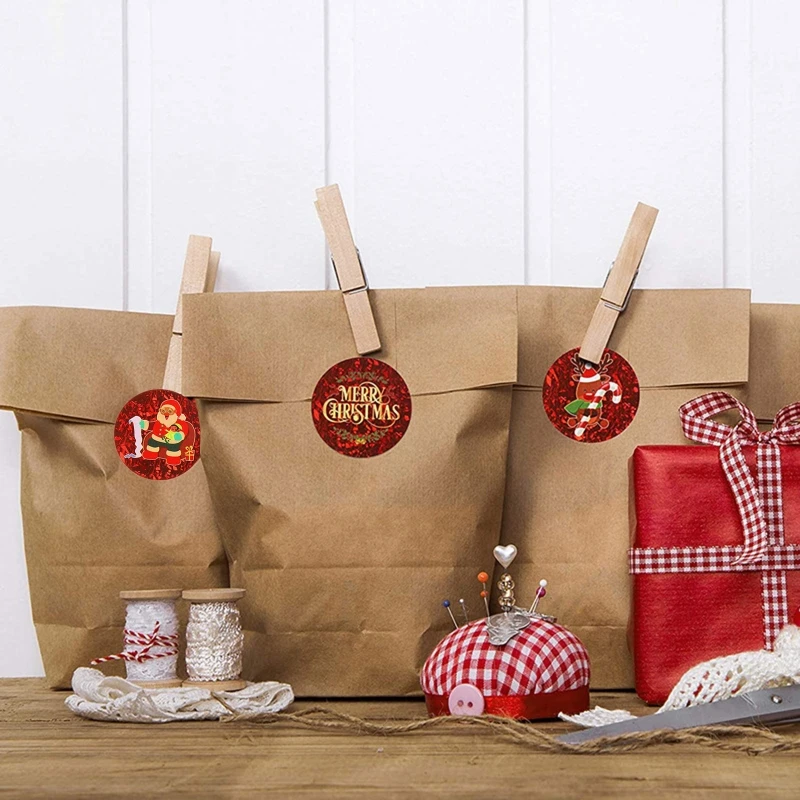 

1 Roll Cartoon Christmas Element Print Label Stickers Craft Per Roll Stationery Adhesive Sealing Baking Paper