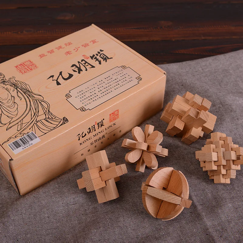 

Традиционная китайская игрушка Kong Ming Lock, уникальные 3D деревянные головоломки, классический Интеллектуальный деревянный куб, образовательн...