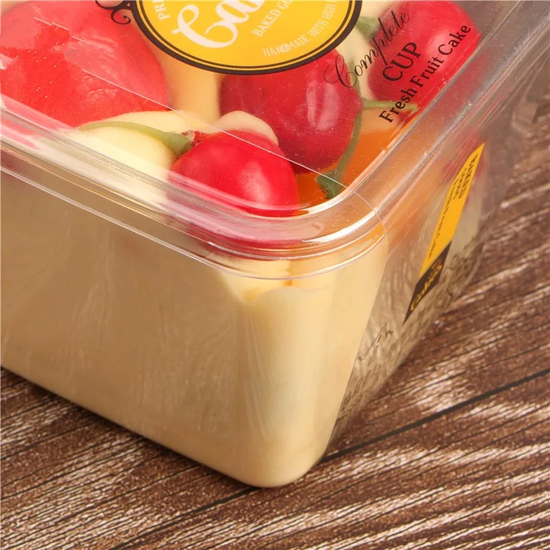 100pcs 400ml cream fruit cake box PET transparent square disposable dessert pudding ice jelly plastic cups with cover | Дом и сад