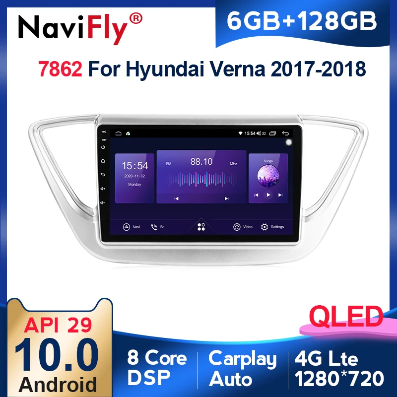 Автомагнитола QLED 1280*720 Android 10 0 GPS навигация проигрыватель для Hyundai Solaris 2 2017 2019