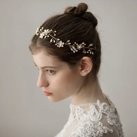 o350 sweet elegant handmade wedding bride pearl beaded crystal rhinestone flowers bridal hair bands headband