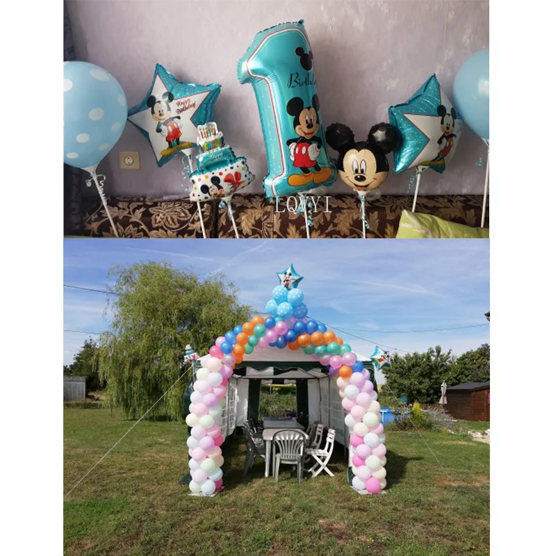 

13pcs Mickey Minnie Number 1 First Birthday Girl Boy Foil Balloons Kids Birthday Party Decoration Helium Balloon Party Supplies