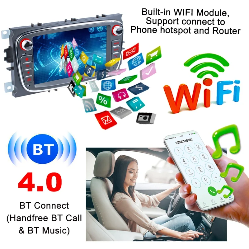 

Car Multimedia Player Quad Core Android 8.1 1G+16G Car Radio Navigation Phonelink for Ford Focus S-Max Mondeo 9 Galaxy