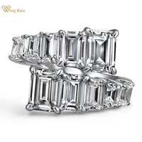 wong rain 925 sterling silver emerald cut created moissanite wedding engagement opening adjustable ring fine jewelry wholesale