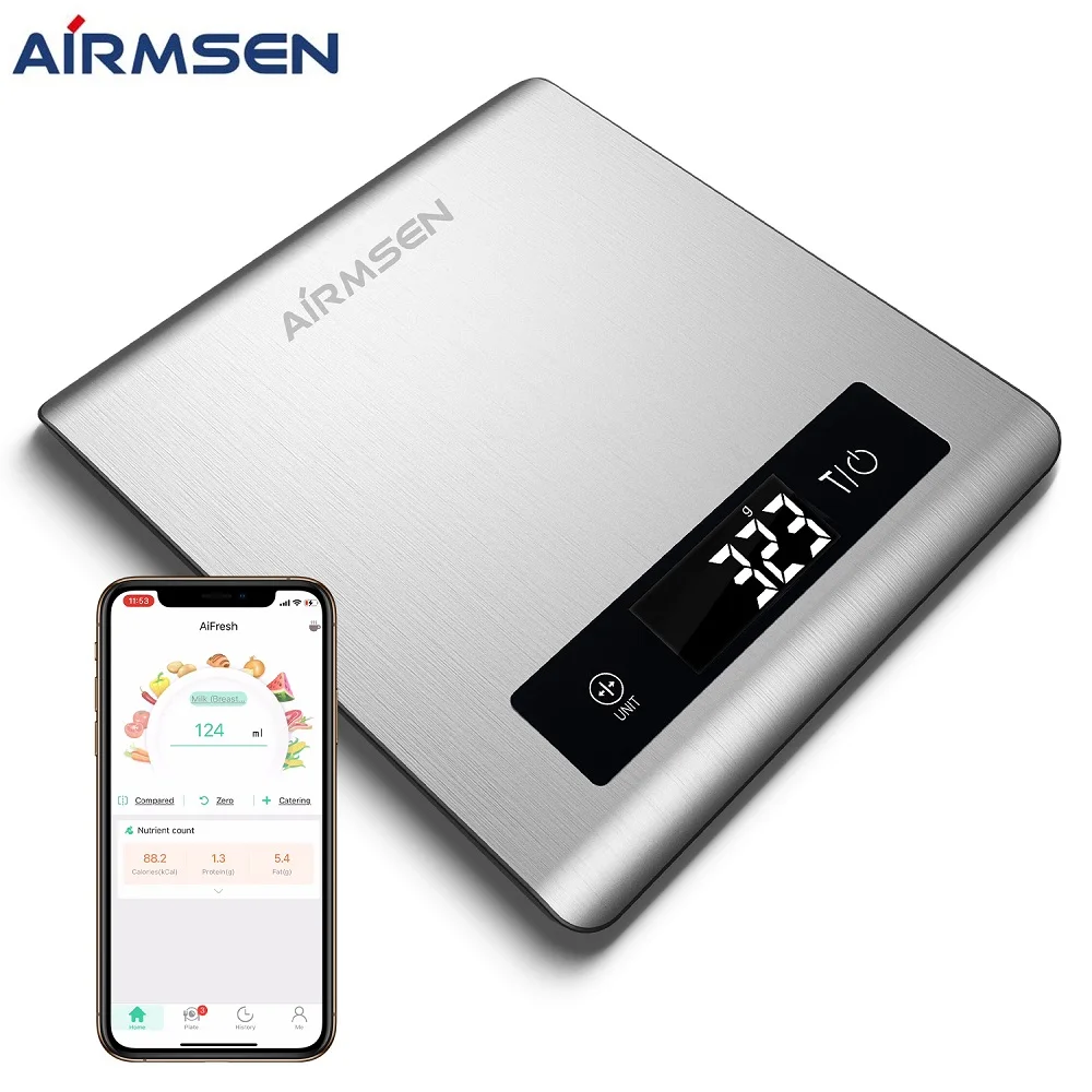 

Airmsen 5kg Kitchen Scale Electronic Digital Food Bluetooth-compatible Scale Cooking Baking Scale Kitchen Measuring Tool
