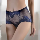 Трусы женские кружевные прозрачные из хлопка, со средней посадкой