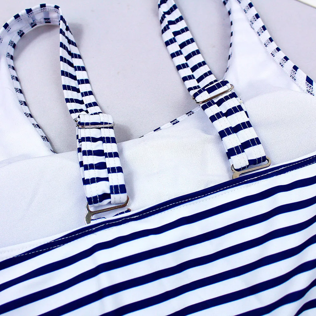 Полосатые наборы Бикини Лето из двух частей купальник с открытой спиной