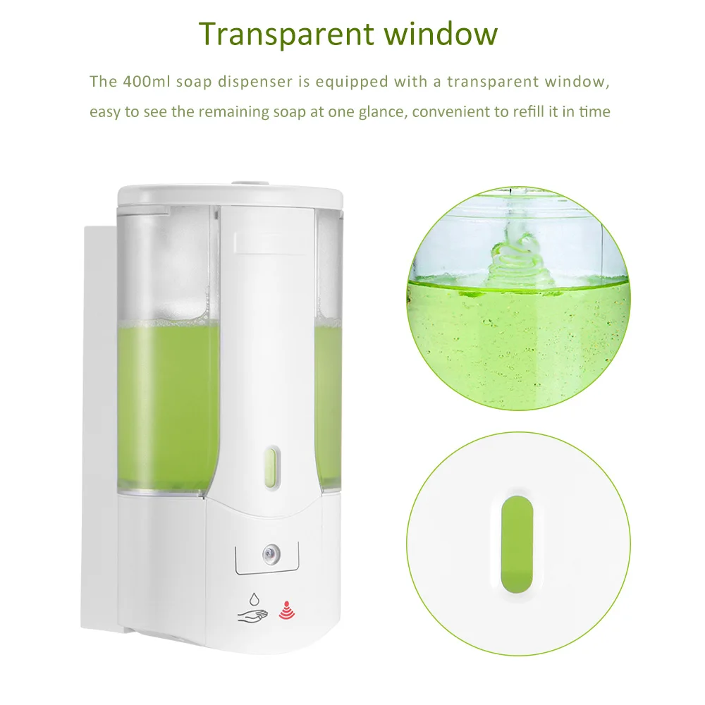 

Soap Dispenser Battery Powered 400ml Wall-Mount Automatic IR Sensor Contactless Kitchen Soap Lotion Pump For Kitchen Bathroom