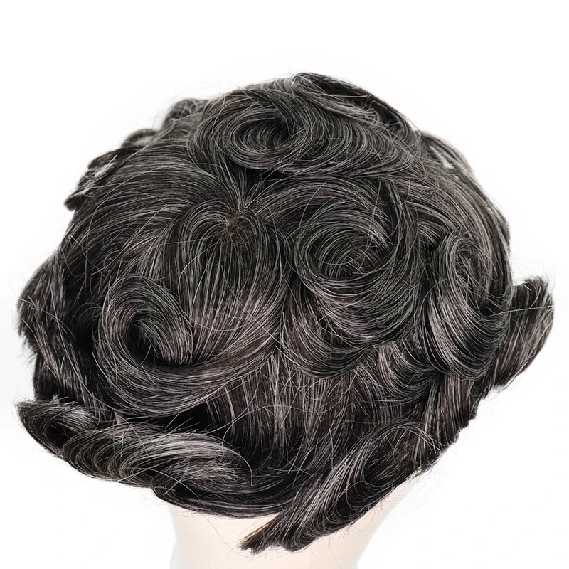 YY парики 1B натуральные черные смешанные серые человеческие волосы для мужчин