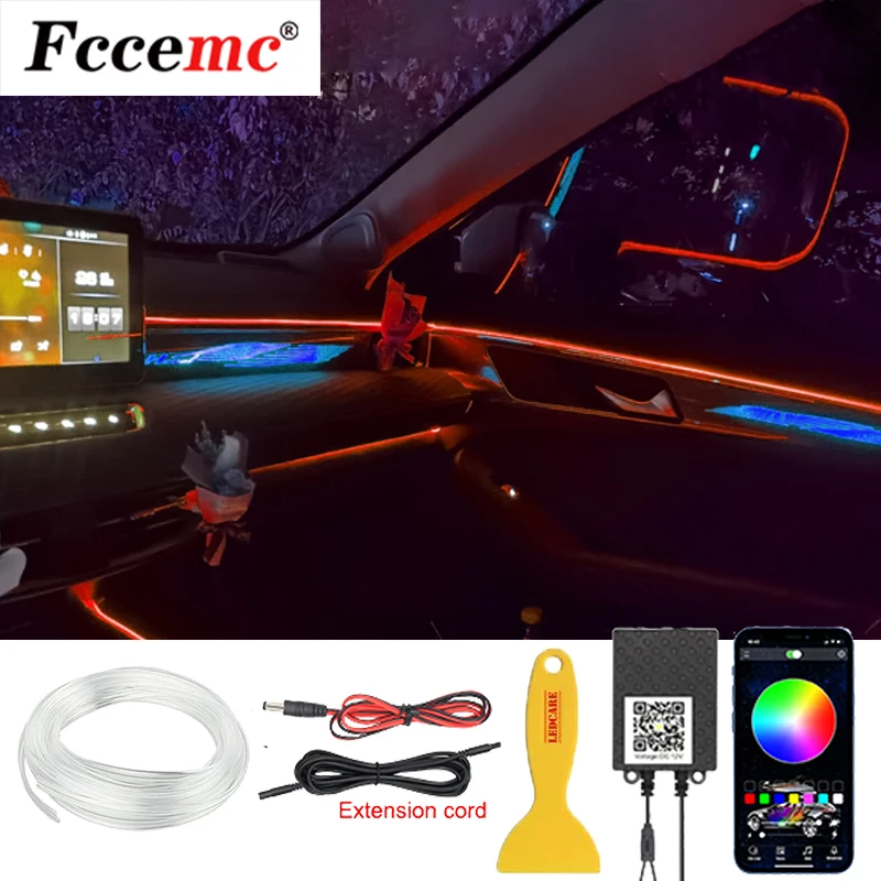 

Автомобильная светодиодсветодиодный RGB-гирлянда, декоративная Гибкая Водонепроницаемая защитная трубка для салона автомобиля