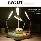 Популярный светодиодный ночник с зарядкой от Usb, настольная лампа с милым питомцем, котом, настосветильник лампа для защиты глаз от детей, с теплым белым светом, портативная лампа