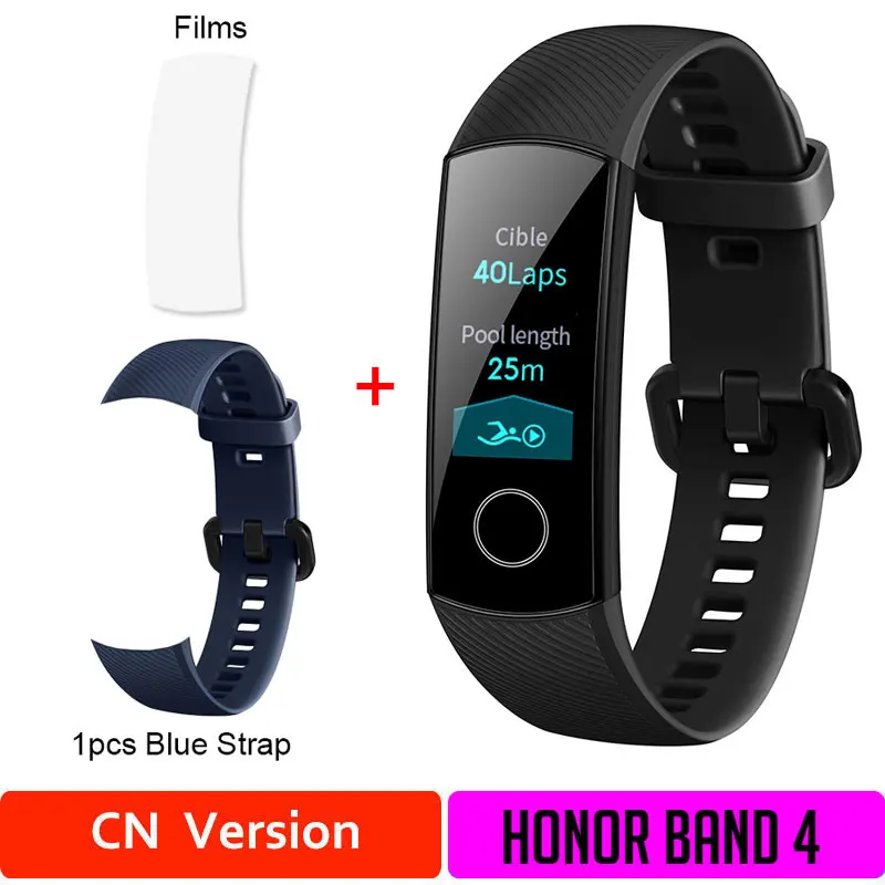 Браслет HONOR Band 4, умный фитнес-браслет, трекер, спортивный браслет, трекер активности в реальном времени, смарт-носимые устройства - Цвет: CNblack4moDB