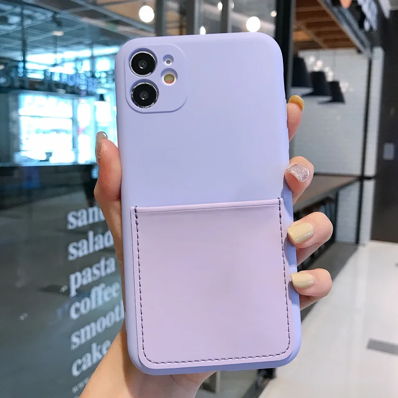 

Fashion Camera Lens Protection Card Pocket Liquid Soft Silicone Case Cover For iPhone 12 Mini 11 Pro XS Max XR X 8 7 6S Plus SE