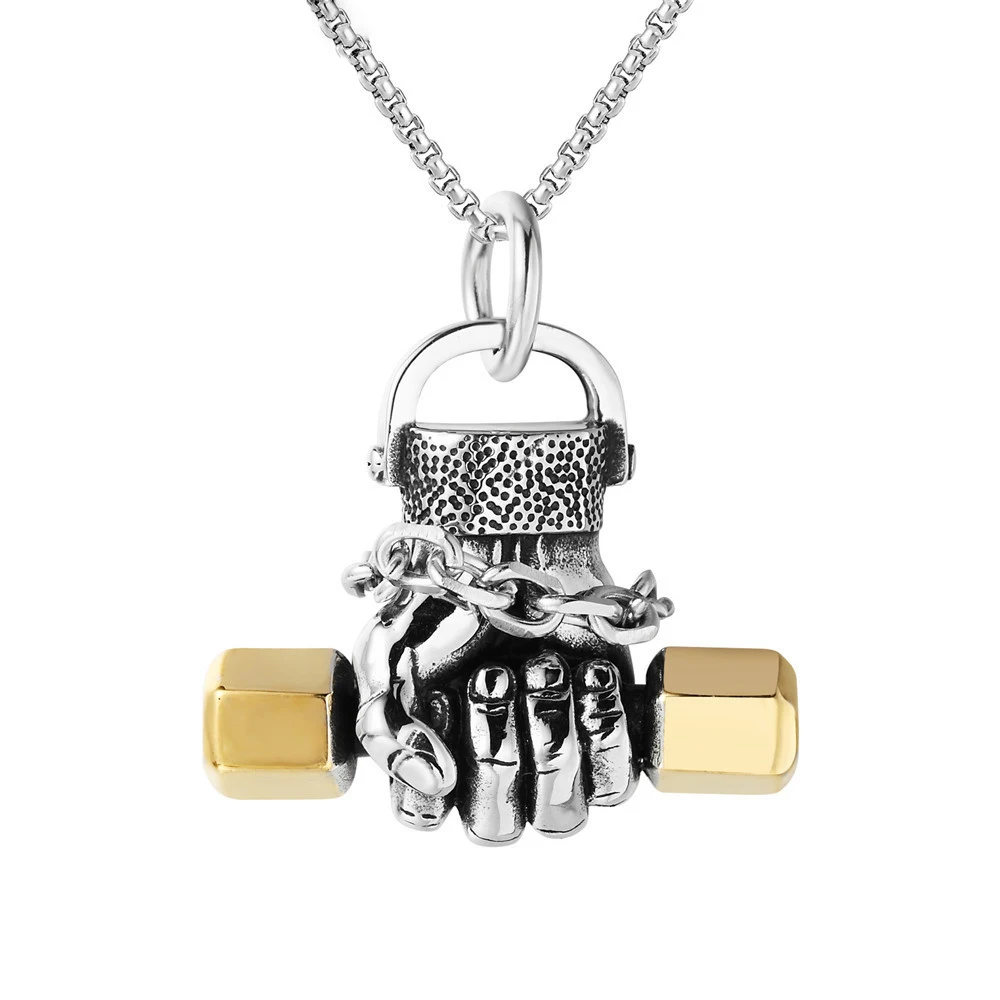 

Fashion Gym Dumbbell Pendant Necklaces Personality Hip-hop Rock Men's Necklace Jewelry Chains for Men