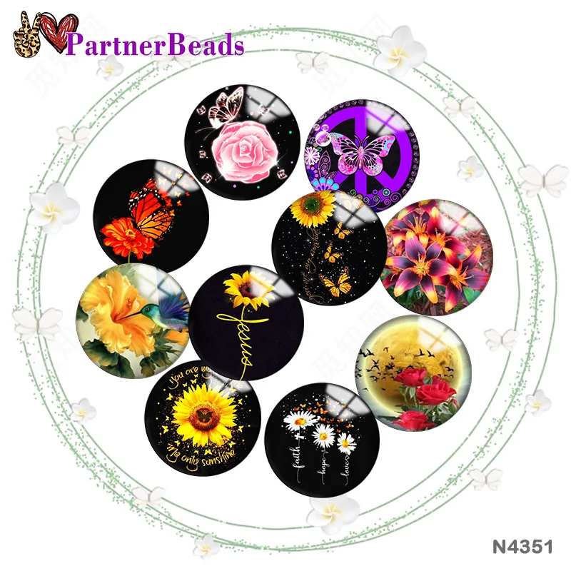 

Rose Sunflower Image printing metal DIY snap button accessories Fit bag hat Clothes shoes N4351