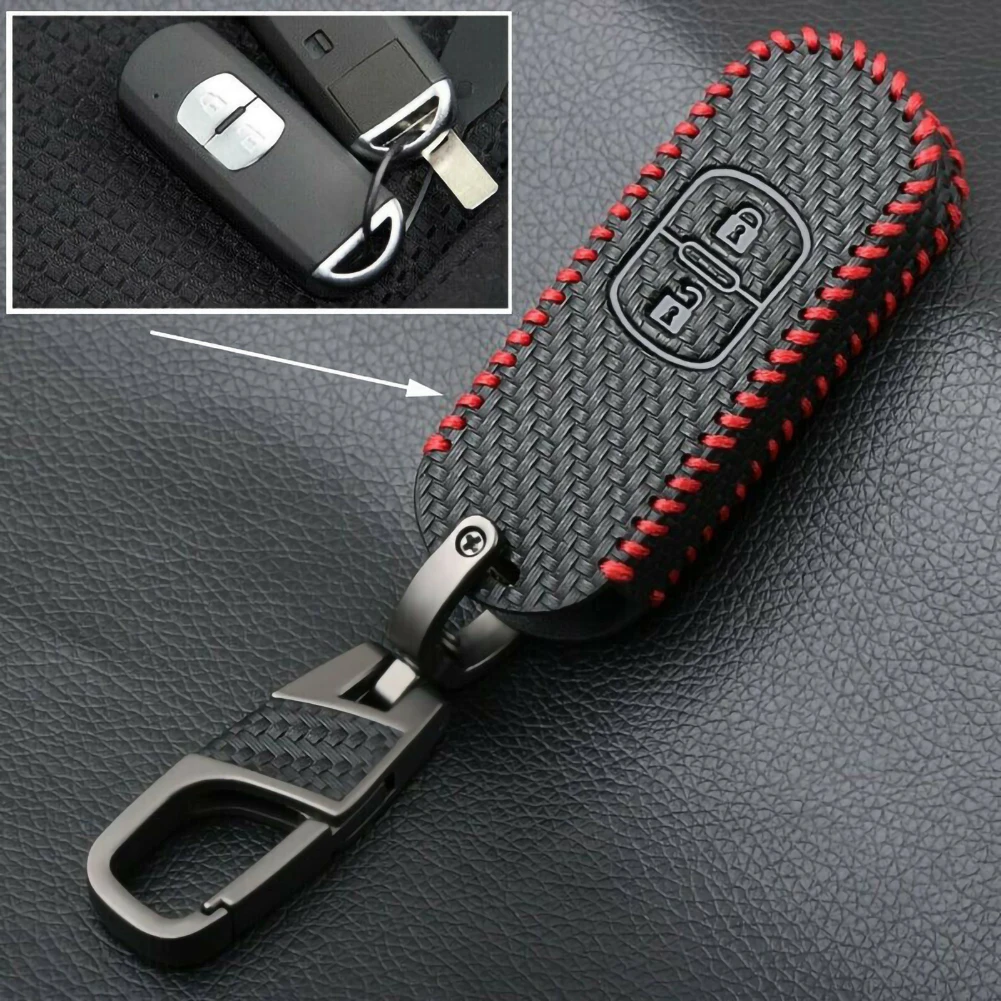 

For Mazda 2 3 5 6 CX5 CX7 CX9 GT Black Key Case For Car Auto Interior Accessories Leather Remote Key Case Protective Cover
