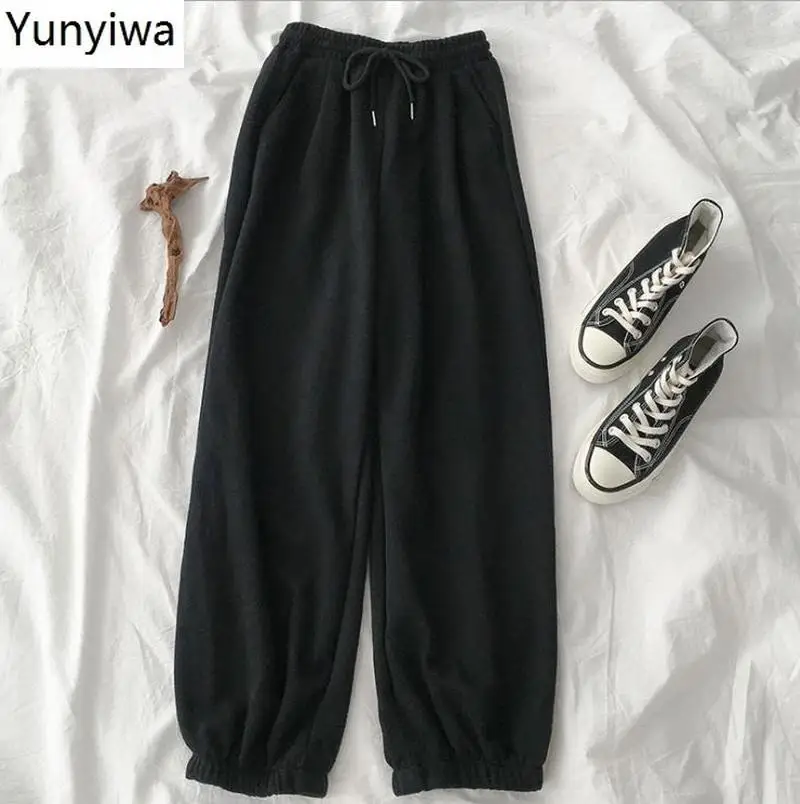 

High Waist Hip Design Harem Pants Drawstring Casual Loose Ins Straight Pantalones Mujer Elastic Waist Korean Trousers