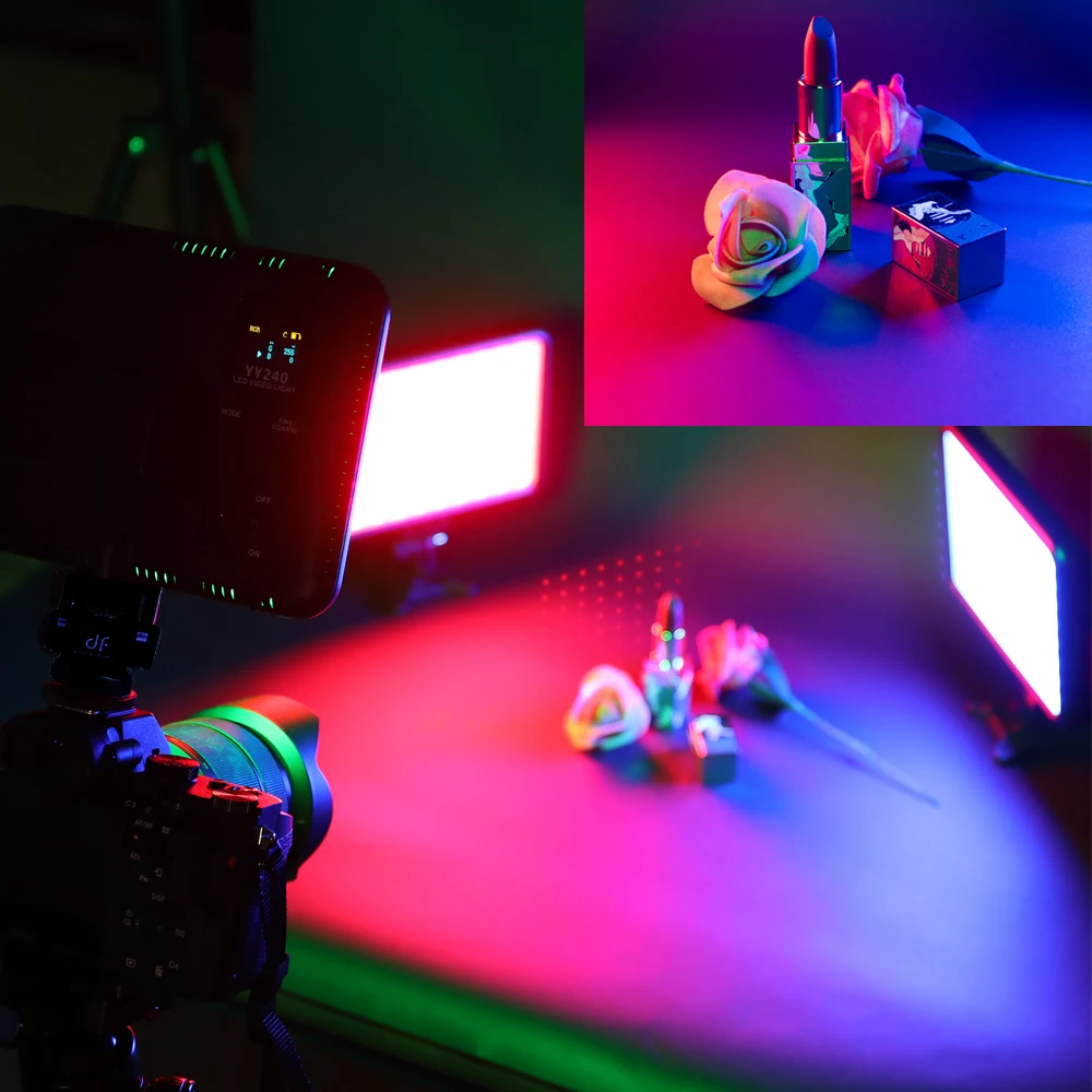 Видео YY240 2500-8500K затемнение RGB светодиодсветодиодный непрерысветильник свет