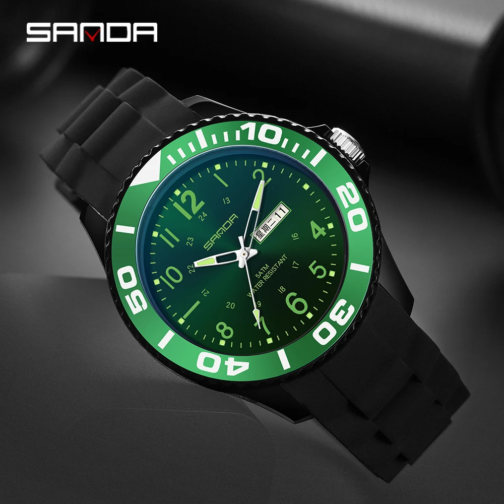 Часы наручные SANDA Мужские кварцевые роскошные брендовые 5ATM водонепроницаемые
