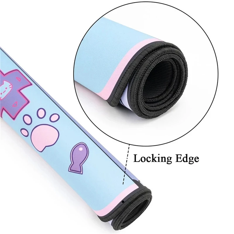 

Kawaii Mouse Pad Cute Pink Cat Ear Female Player Keyboard Cushion Large Rubber Soft Durable Washable Desk Mat Game Accessories