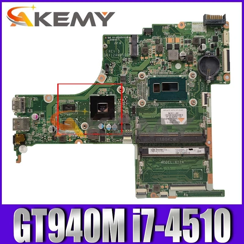 For HP 15-AB Laptop Motherboard 841911-601 With I7-5500U CPU GT940M GPU DAX12AMB6D0 Motherboard 15-AB mainboard test 100% OK