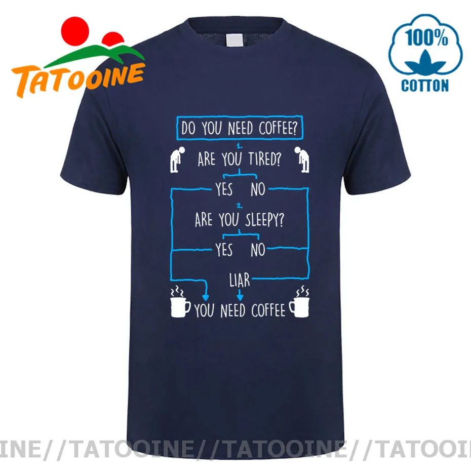 Футболка Tatooine Do you need coffee Мужская забавная с коротким рукавом круглым вырезом
