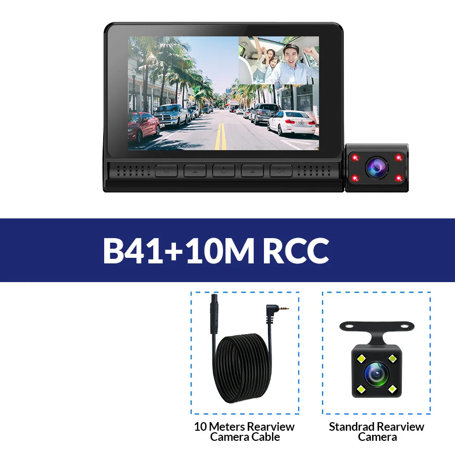 E-ACE 4.0 дюймов мини видеорегистратор Торпедо для автомобиля видео CAM авто 3 camara линзы с заднего вида Видеомагнитофон Mirror HD автомобильные видеорегистраторы 170 градусов Угол обзора видеокамеры видеорегистратор - Название цвета: B41-10M RCC