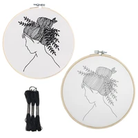 sketch diy simple embroidery kit for beginner pattern printed cross stitch embroidery hoop needlework sewing art painting decor