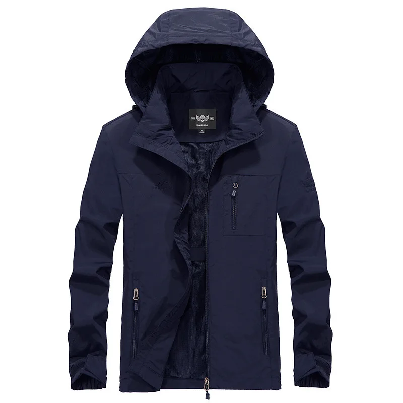 

2021 NEW Spring and Autumn Men's military Jacket Quick-drying Jacket Hooded Outdoor Loose Windproof Breathable Casual Top Jacket