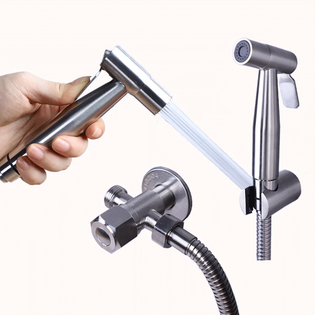 

Stainless Steel Bathroom Toilet Bidet Sprayer Shattaf Set for Toilet Pet Cleaning Feminine Hygiene Self Cleaning Shower Head
