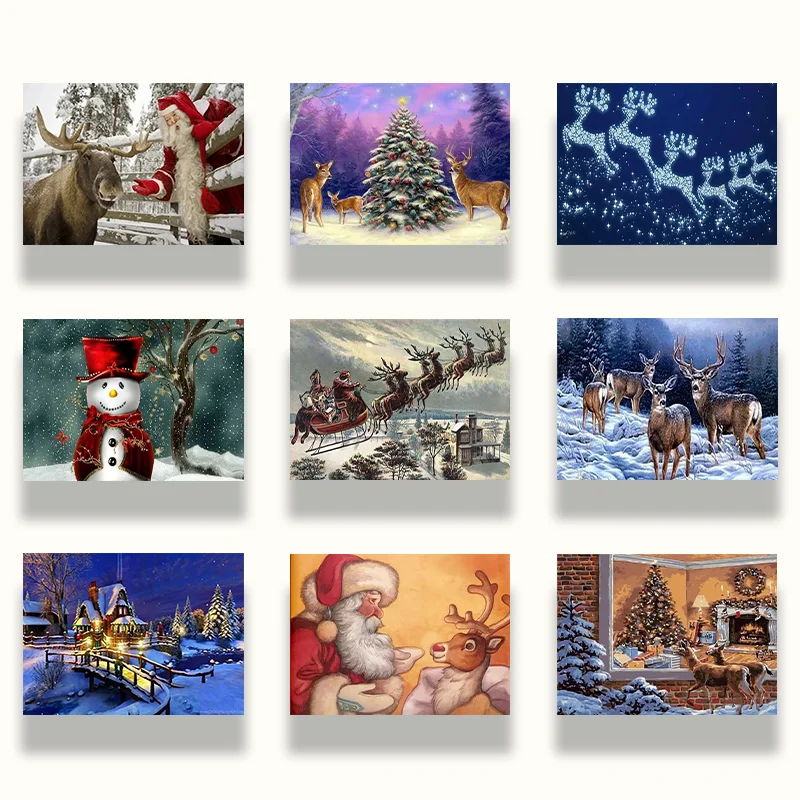 

Full Diamond Round Diamond Painting Christmas Embroidery Cross Stitch Rhinestone Christmas Elk Home Decoration
