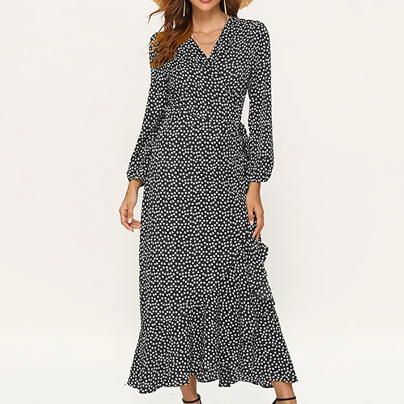 Осеннее Модное Длинное платье для женщин модель 2019 года с принтом в стиле ампир