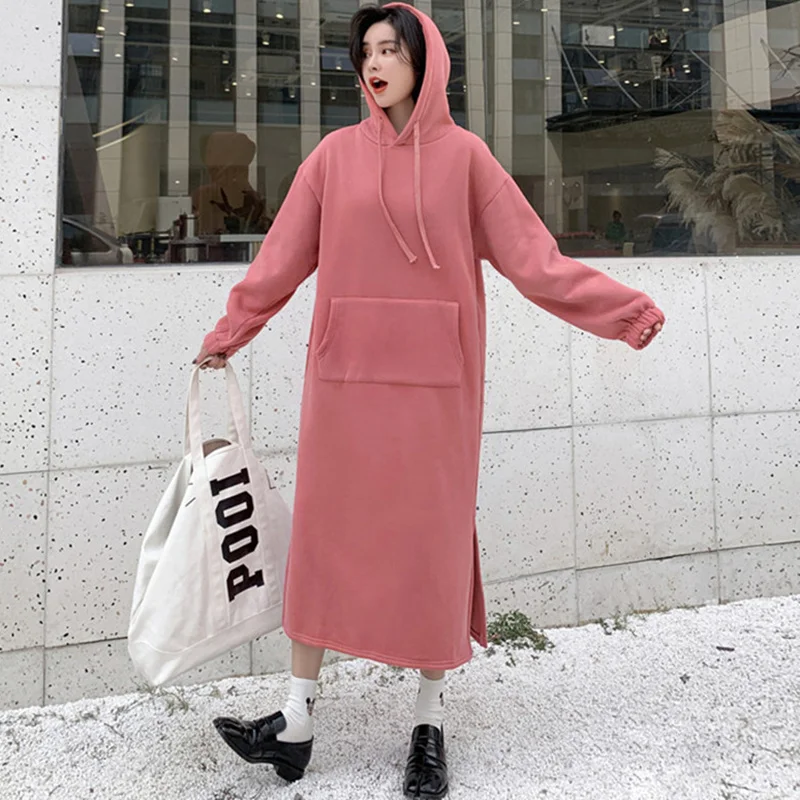 Сезон осень зима Большие размеры флисовые толстовки с капюшоном Длинные рукава