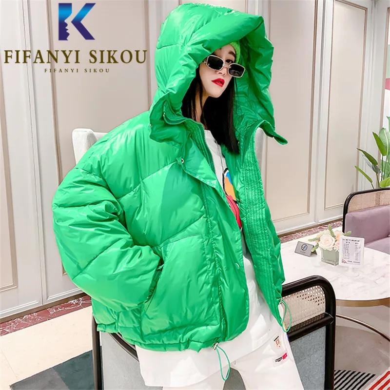 Winter Jacket Women Fashion Hooded Down Jackets Thick Warm Overcoat Short Parka High Quality Loose Casual Cotton Coat Female