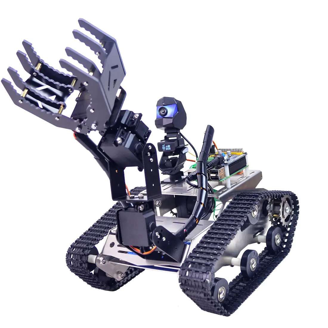 

Programmable TH WiFi Tank Robot Car Kit With Arm For Raspberry Pi4 (2G) Toy - Line Patrol Obstacle Avoidance Version Large Claw