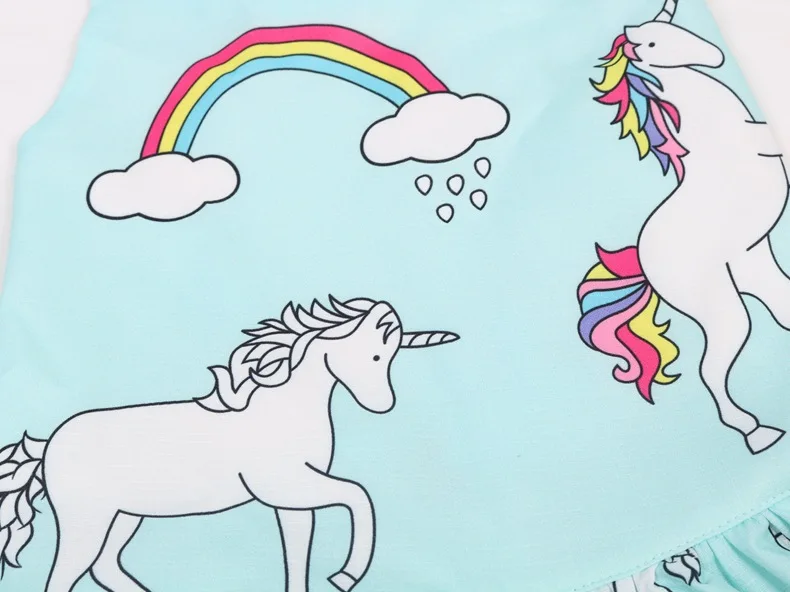 Платье для девочек Летние Детские платья с единорогом праздничное платье