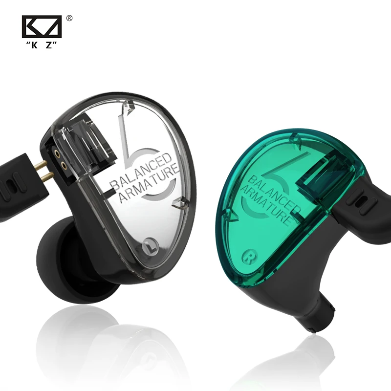 

Наушники-вкладыши KZ AS06, сбалансированные арматурные Hi-Fi наушники с монитором, Спортивная гарнитура с шумоподавлением, зеленый цвет