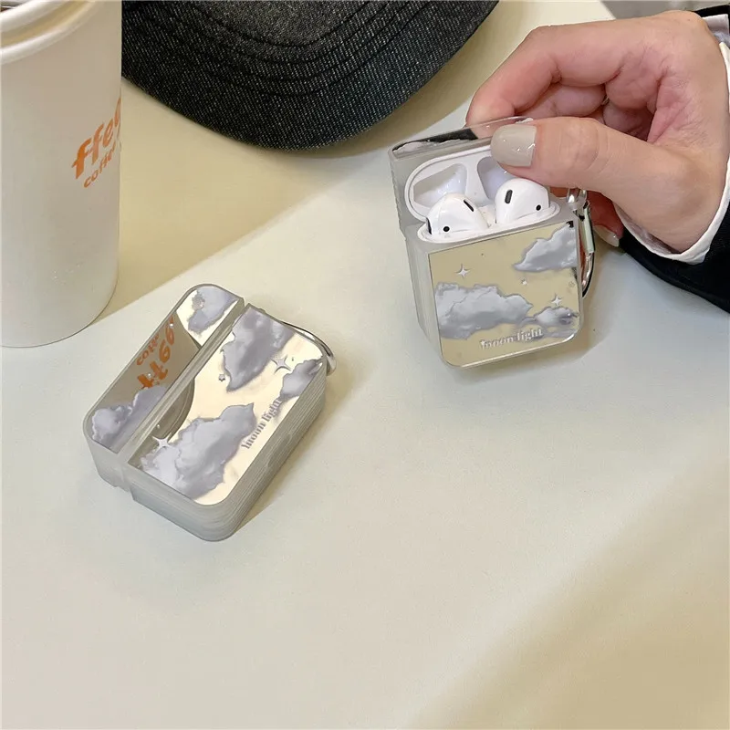Чехол для наушников AirPods Pro мягкий зеркальный чехол с рисунком облака граффити