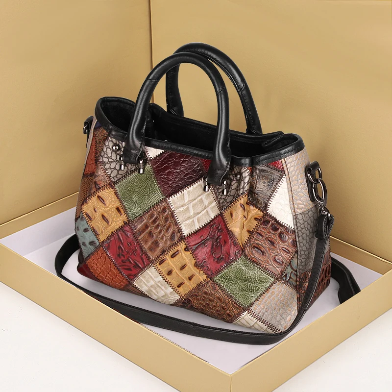 Новинка 2020 женская сумка из натуральной кожи винтажная разноцветная