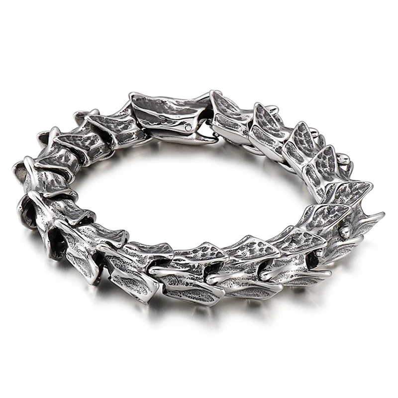 

Vintage Punk Bike Biker Bracelet Hiphop Men Stainless Steel Animal Dragon Keel Bracelet Bangle Jewelry Wristband Street Culture