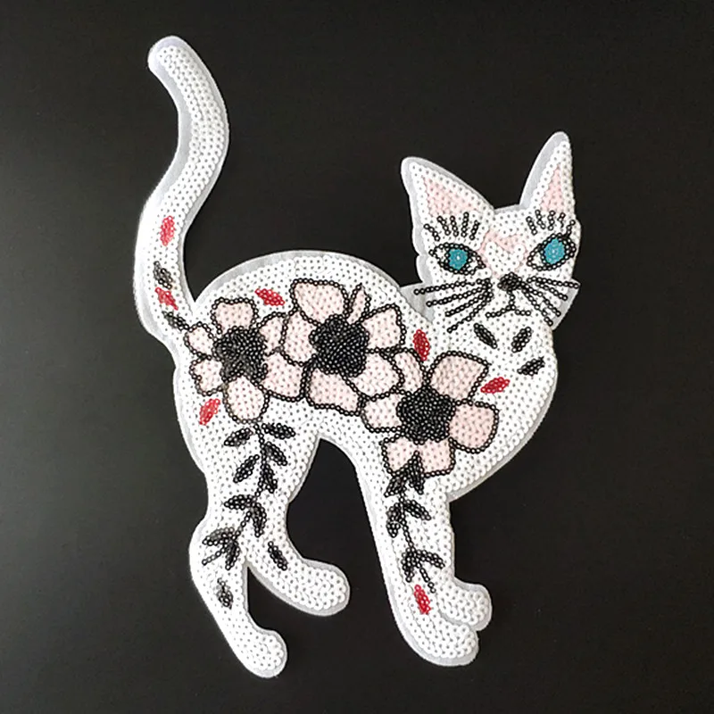 24 см наклейки сделай сам в виде кота цветка пайетки для одежды большой Байкерский