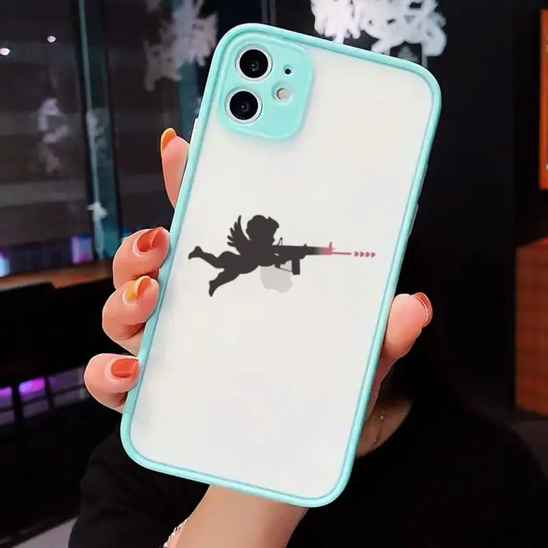 

Angel with gun funny cute Phone Case Matte Transparent for iPhone 7 8 11 12 s mini pro X XS XR MAX Plus cover funda